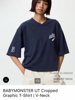 Brand New BABYMONSTER X Uniqlo  UT Graphic T-Shirt Women Size L- NAVY BLUE